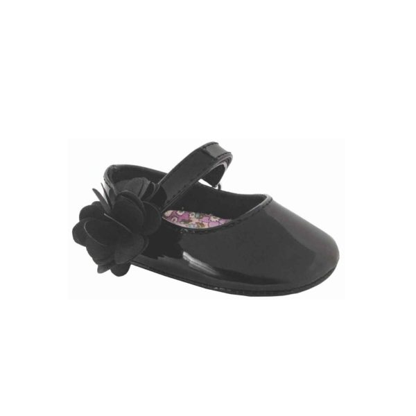 <span>LINLEY </span> Infant Black Patent Mary Jane Dress Flats with Flower
