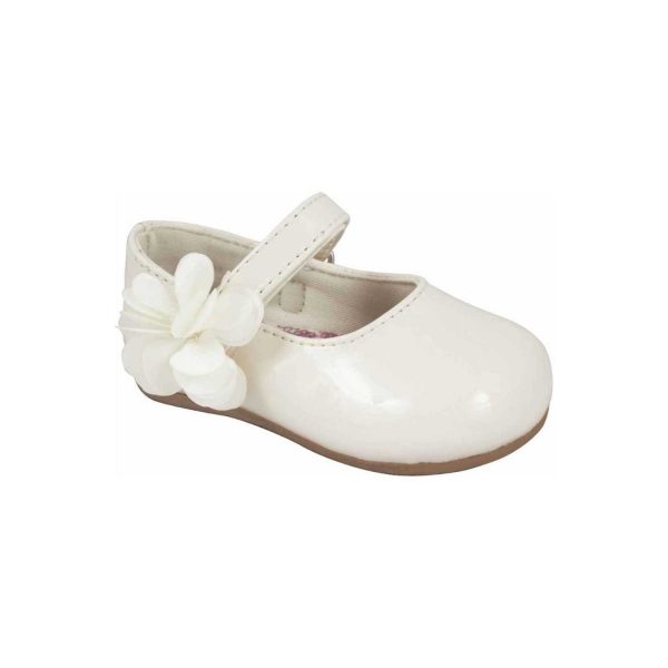 Linley Toddler Ivory Patent Mary Jane Dress Flats with Flower