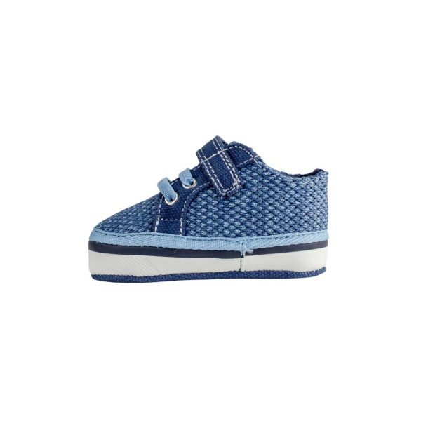 <span>Lucas</span> Infant Blue Variegated Mesh Sneaker with Navy Canvas Trim and Hook-and-Loop Strap/Elastic Laces - Image 4