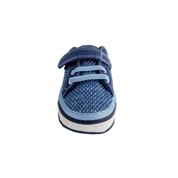 <span>Lucas</span> Infant Blue Variegated Mesh Sneaker with Navy Canvas Trim and Hook-and-Loop Strap/Elastic Laces - Image 5