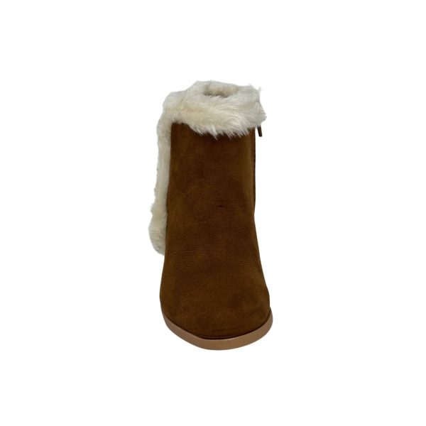 <span>Lucinda</span> Youth Girls’ Tan Booties with Faux Fur Trim - Image 5