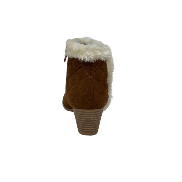 <span>Lucinda</span> Youth Girls’ Tan Booties with Faux Fur Trim - Image 6