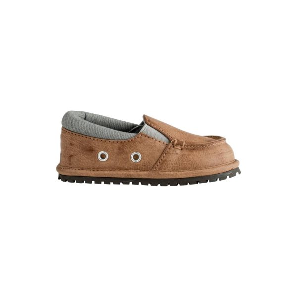<span>Mason </span> Toddler Brown Nubuck PU Slip-On with Gray Trim - Image 4