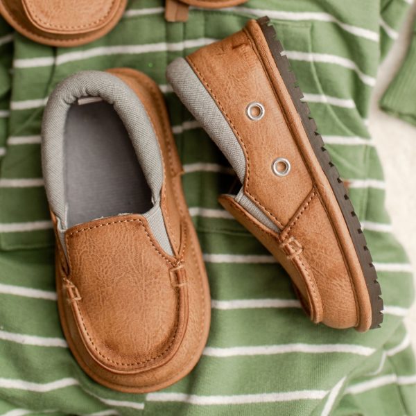 <span>Mason </span> Toddler Brown Nubuck PU Slip-On with Gray Trim - Image 7