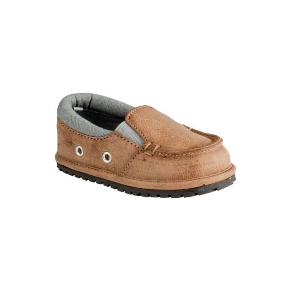 Mason Toddler Brown Nubuck PU Slip-On with Gray Trim