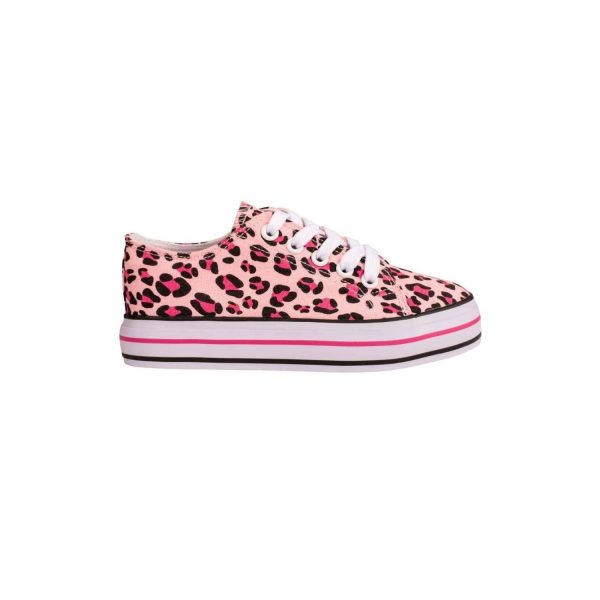 <span>MAXIE</span> Youth Girls’ Pink Leopard Print Canvas Platform Sneakers - Image 3