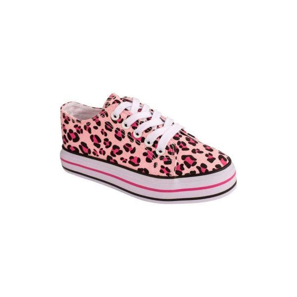MAXIE Youth Girls’ Pink Leopard Print Canvas Platform Sneakers