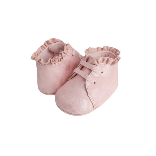 <span>Mila</span> Infant Pink Tonal Leopard Print Bootie with Ruffle - Image 3