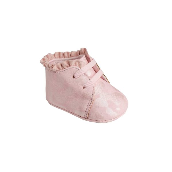 Mila Infant Pink Tonal Leopard Print Bootie with Ruffle