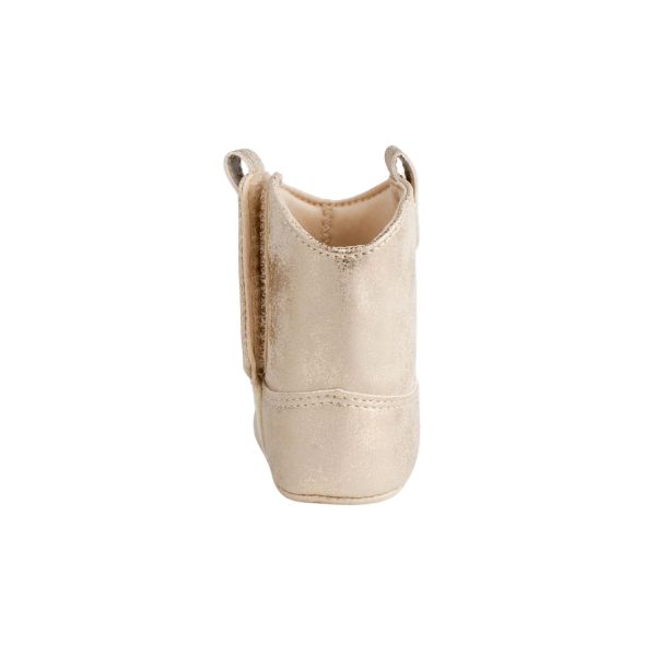 <span>MILLER </span> Infant Champagne Gold Distressed PU Western Boot w/Embroidery - Image 5