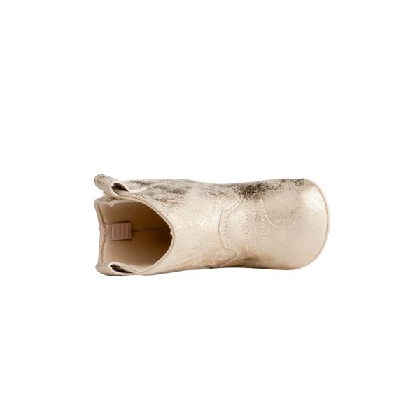 <span>MILLER </span> Infant Champagne Gold Distressed PU Western Boot w/Embroidery - Image 6