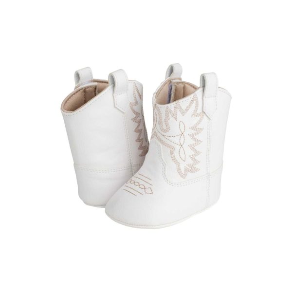 <span>MILLER</span> Infant White Western Boot with tan stitching - Image 4