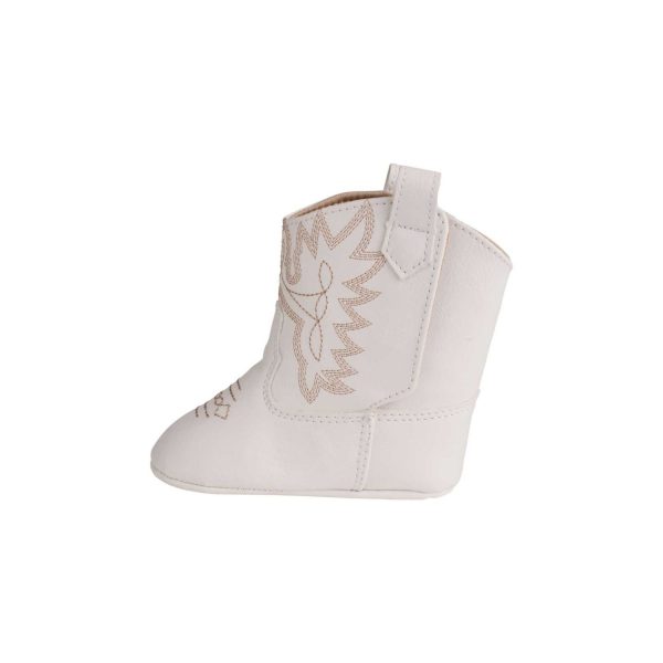 <span>MILLER</span> Infant White Western Boot with tan stitching - Image 5