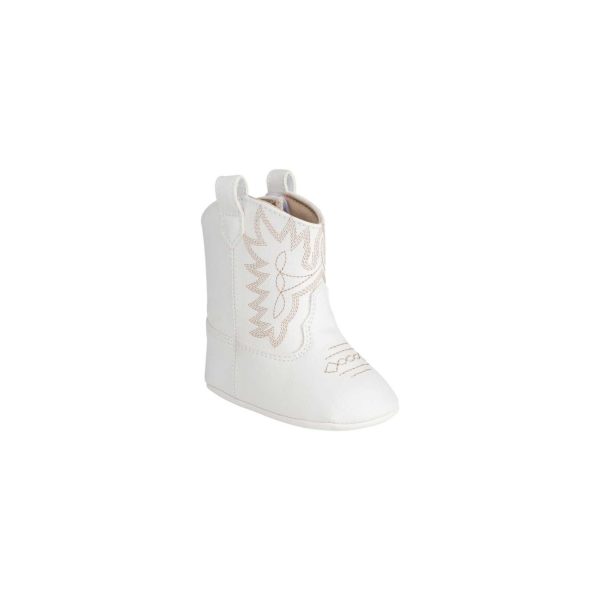 MILLER Infant White Western Boot with tan stitching
