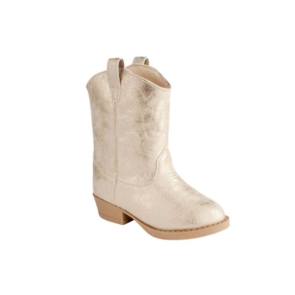 <span>MILLER </span> Toddler Champagne Gold Distressed PU Western Boot - Image 2