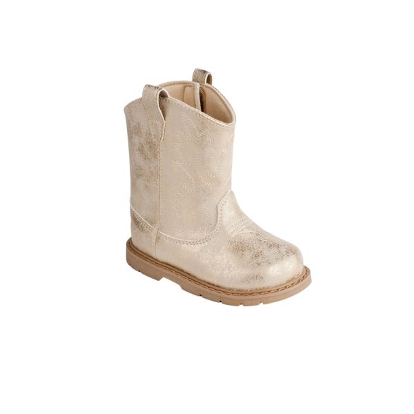 MILLER Toddler Champagne Gold Distressed PU Western Boot