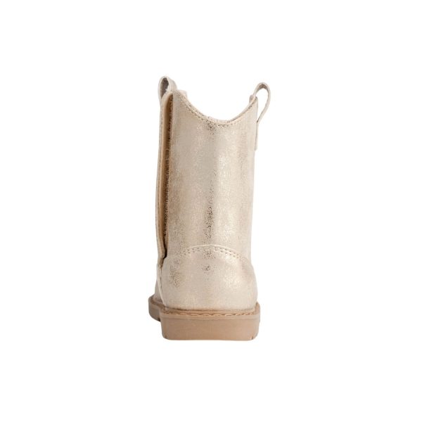 <span>MILLER </span> Toddler Champagne Gold Distressed PU Western Boot - Image 5
