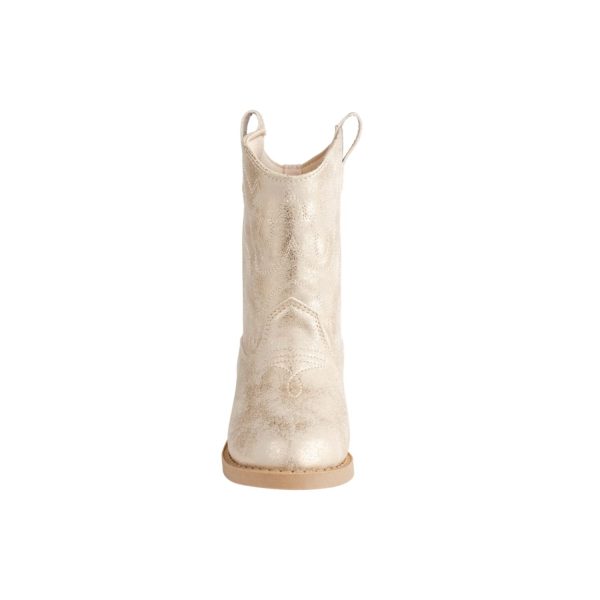 <span>MILLER </span> Toddler Champagne Gold Distressed PU Western Boot - Image 4