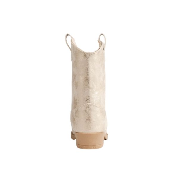 <span>MILLER </span> Toddler Champagne Gold Distressed PU Western Boot - Image 6