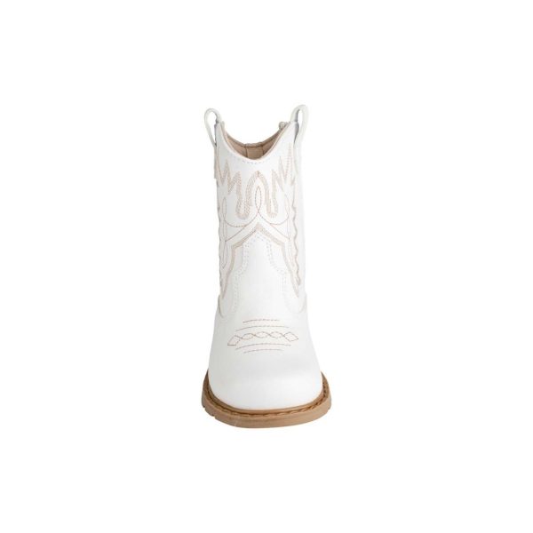 <span>MILLER </span> Toddler White Western Boot with Tan Stitching - Image 2
