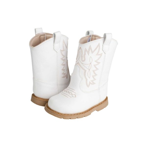 <span>MILLER </span> Toddler White Western Boot with Tan Stitching - Image 3