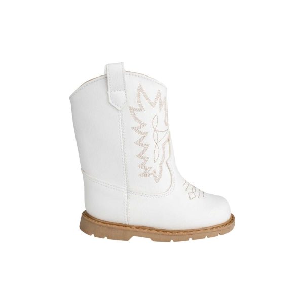 <span>MILLER </span> Toddler White Western Boot with Tan Stitching - Image 4