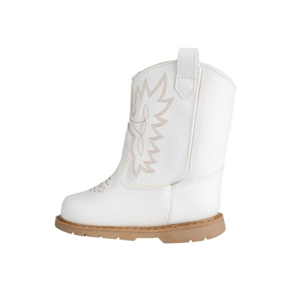 <span>MILLER </span> Toddler White Western Boot with Tan Stitching - Image 6
