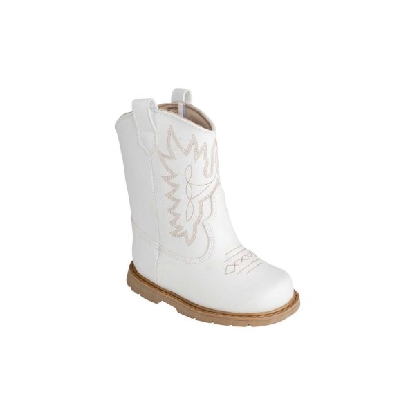 MILLER Toddler White Western Boot with Tan Stitching