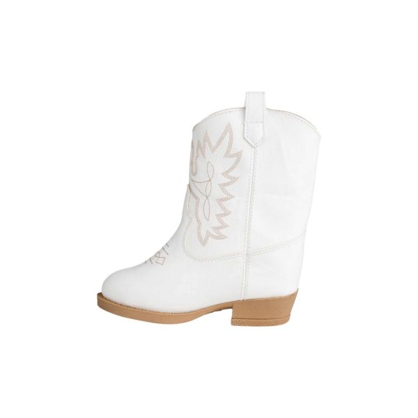 <span>MILLER </span> Toddler White Western Boot with Tan Stitching - Image 3