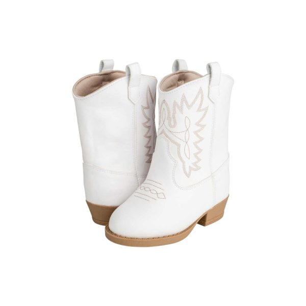 <span>MILLER </span> Toddler White Western Boot with Tan Stitching - Image 5