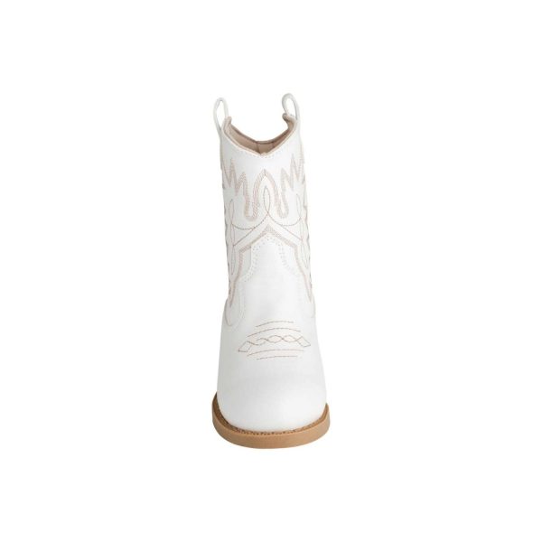 <span>MILLER </span> Toddler White Western Boot with Tan Stitching - Image 6