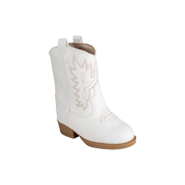 MILLER Toddler White Western Boot with Tan Stitching