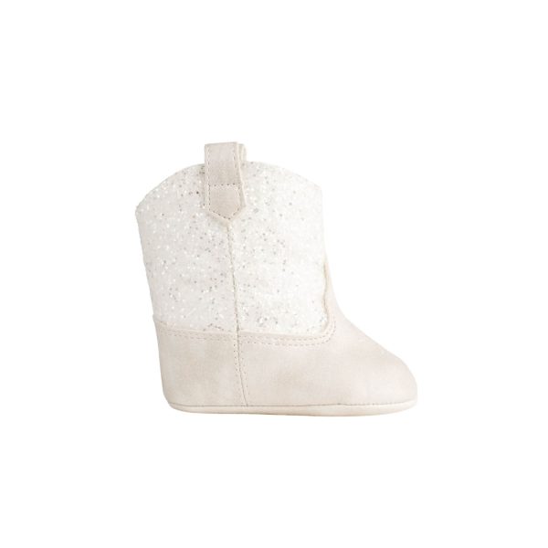 <span>MISSY </span> Infant Ivory Shimmer PU/Chunky Glitter Western Boot - Image 2