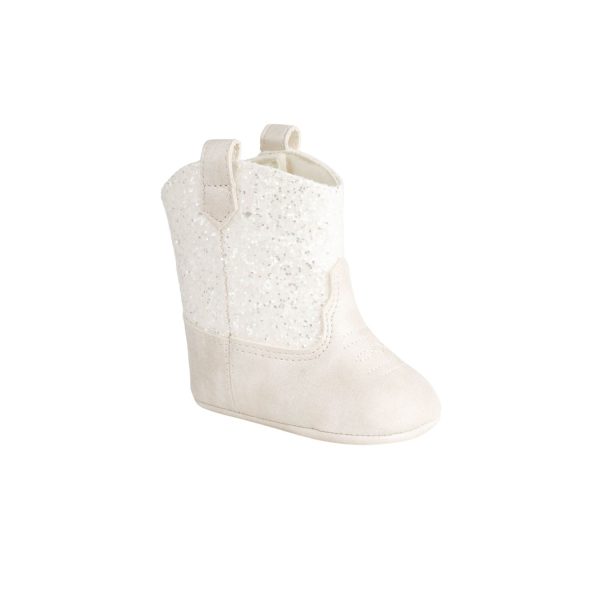 MISSY Infant Ivory Shimmer PU/Chunky Glitter Western Boot