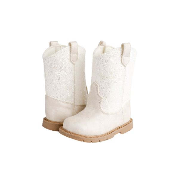 <span>MISSY </span> Toddler Ivory Shimmer PU/Chunky Glitter Western Boot - Image 2
