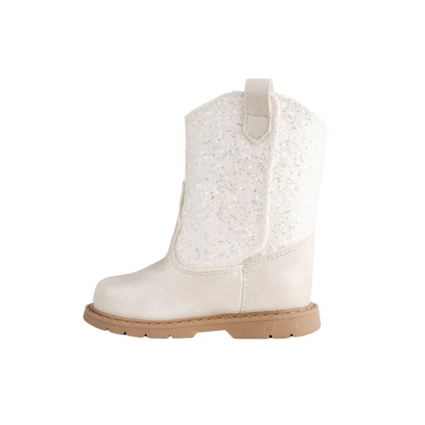 <span>MISSY </span> Toddler Ivory Shimmer PU/Chunky Glitter Western Boot - Image 6