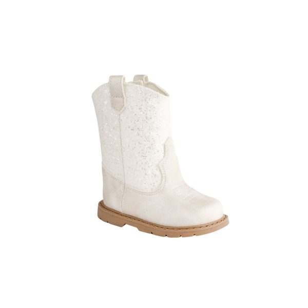 <span>MISSY </span> Toddler Ivory Shimmer PU/Chunky Glitter Western Boot