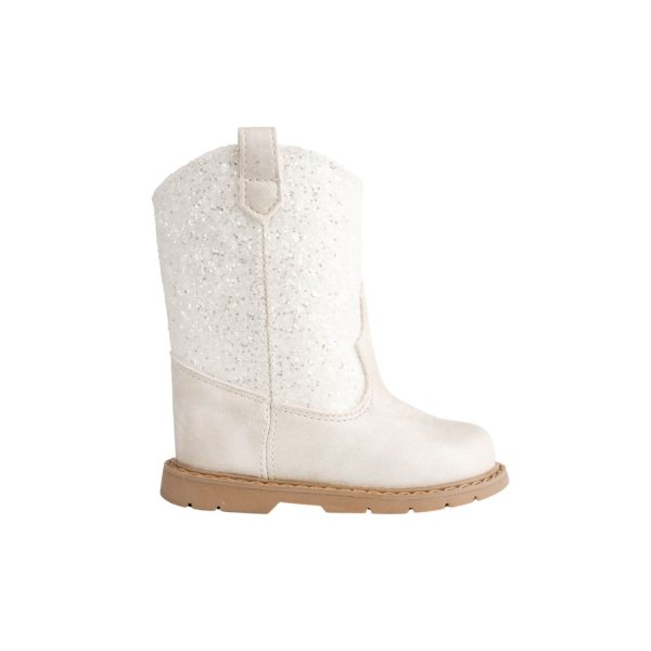 <span>MISSY </span> Toddler Ivory Shimmer PU/Chunky Glitter Western Boot - Image 8