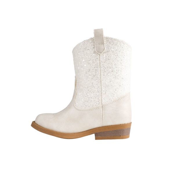 <span>MISSY </span> Toddler Ivory Shimmer PU/Chunky Glitter Western Boot - Image 3