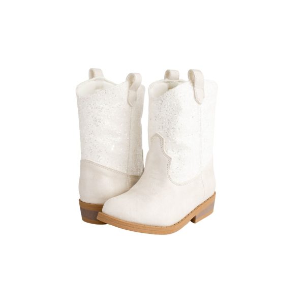 <span>MISSY </span> Toddler Ivory Shimmer PU/Chunky Glitter Western Boot - Image 7