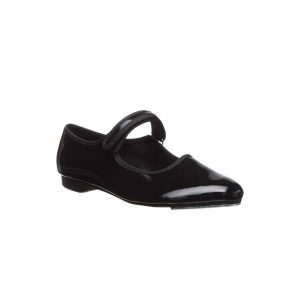 Molly Jane Youth Black Patent Tap Shoes with Straps