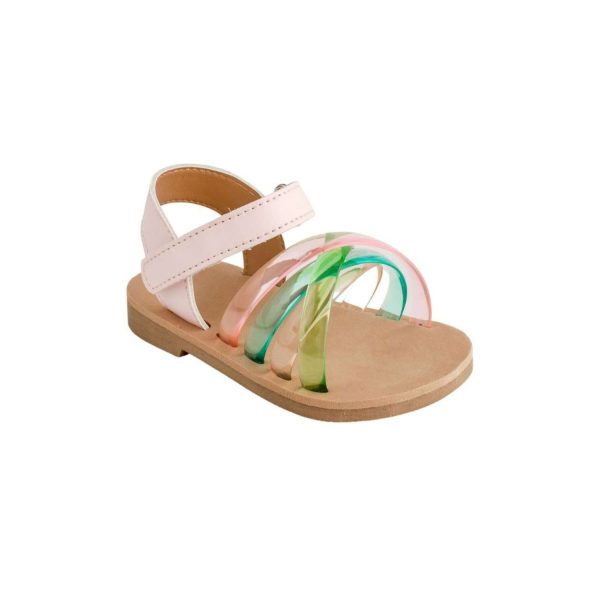 Myla Toddler Pink PU Sandal W/Multi Color Criss-Cross Jelly Straps
