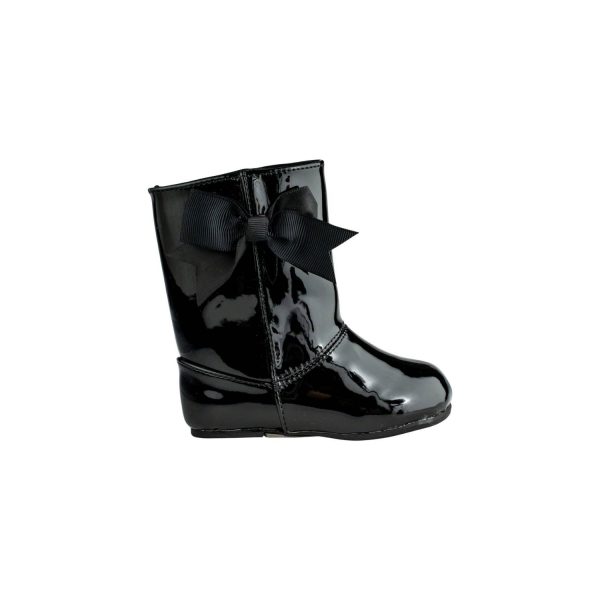 <span>Noel </span> Toddler Black Patent Boot w/Satin Bow - Image 4