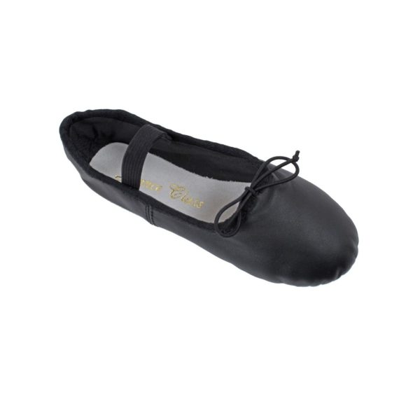 OLIVIA Toddler Black Leather Beginner Ballet Shoe