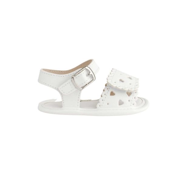 <span>Patricia</span>  Infant White PU Double Closure Sandal with Heart Accents - Image 2