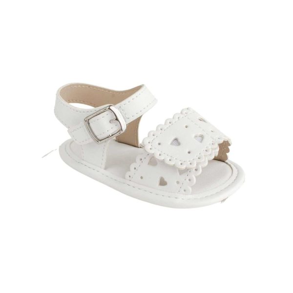 <span>Patricia</span>  Infant White PU Double Closure Sandal with Heart Accents