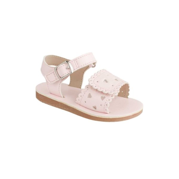Patricia Toddler Pink PU Double Closure Sandal with Heart Accents