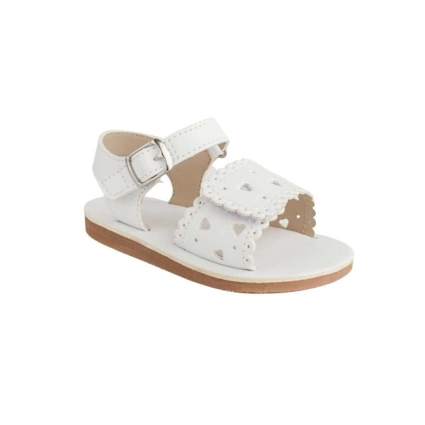 Patricia Toddler White PU Double Closure Sandal with Heart Accents