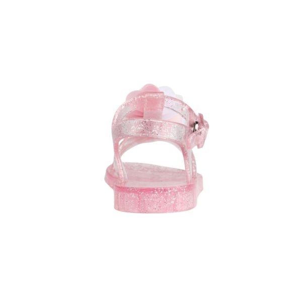 <span>POPPY </span> Toddler Pink T-Strap Jelly with Multi-Pink/White Chiffon Flowers - Image 5