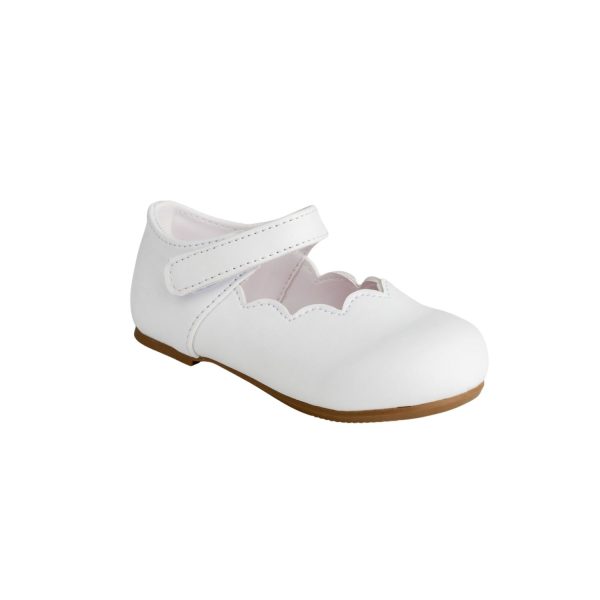 <span>PORTIA </span> Toddler White Leather-like Mary Jane with Scallops